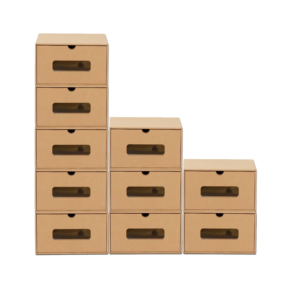 BigDean Schuhbox 10er Set mit Schublade und Sichtfenster
