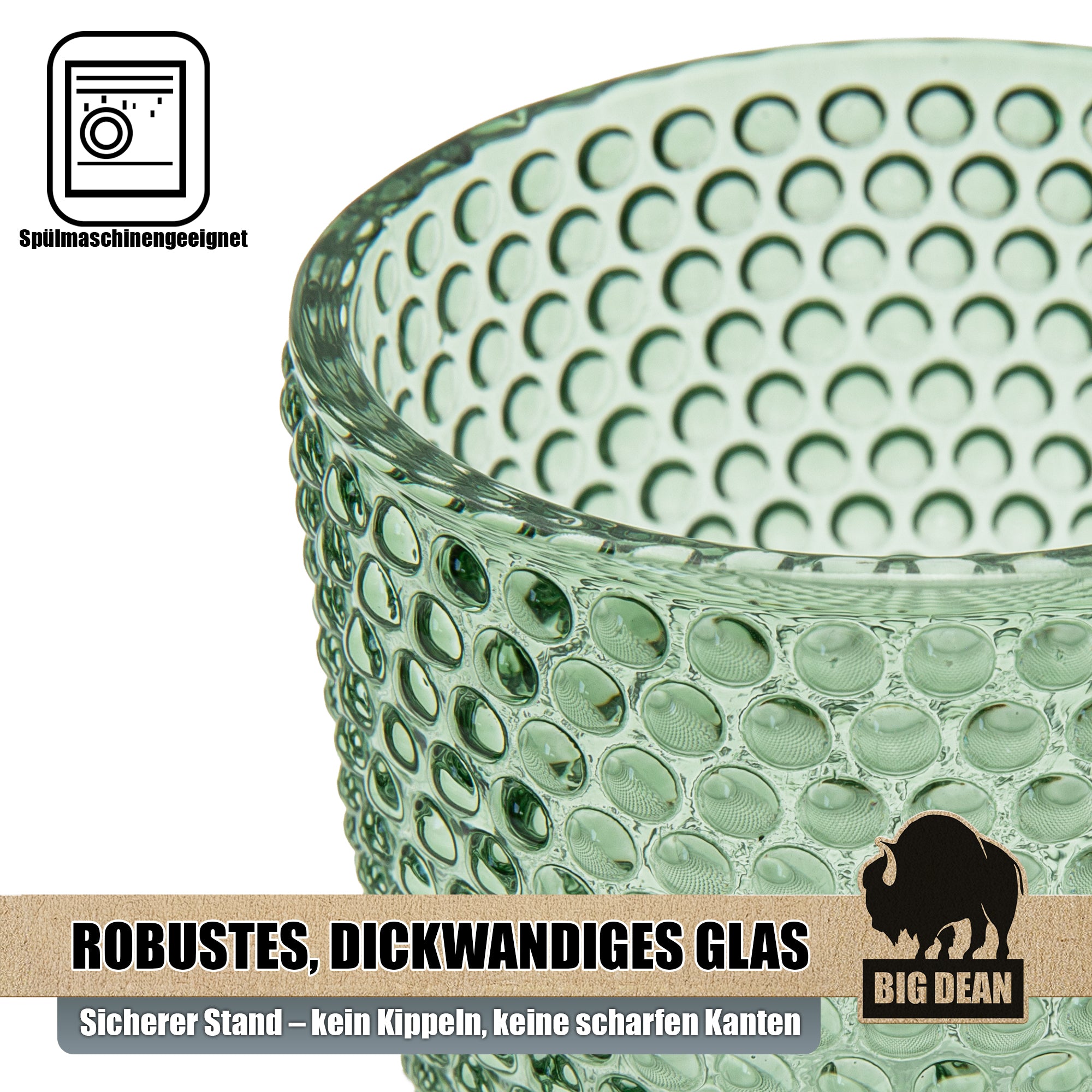 BigDean Haushalt Windlicht Glas grün 4er Set Teelichthalter