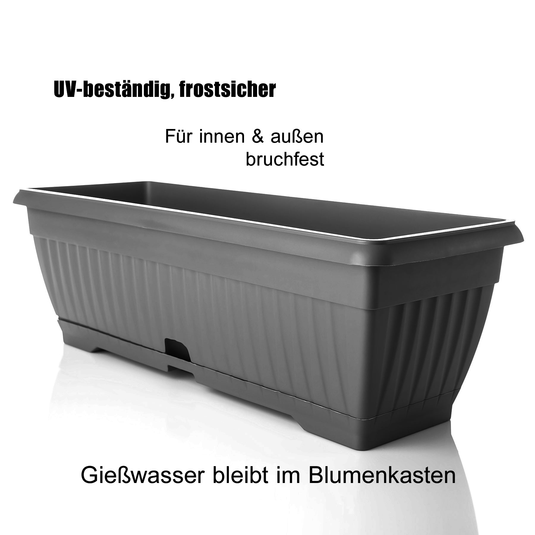BigDean Blumenkasten 50cm Anthrazit Untersetzer Wasserspeicher