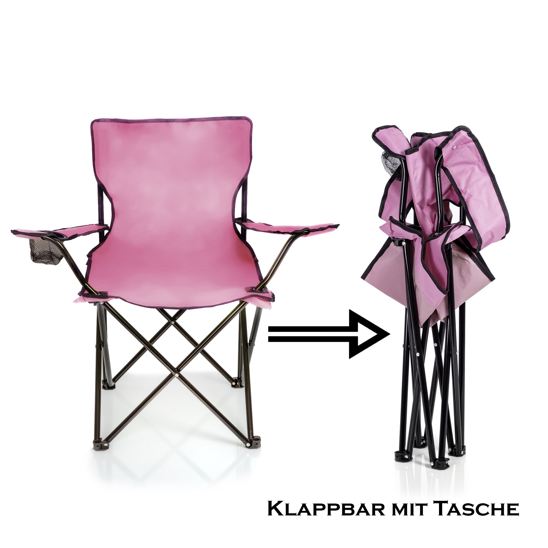 BigDean Faltstuhl pink Campingstuhl Getränkehalter 120 kg