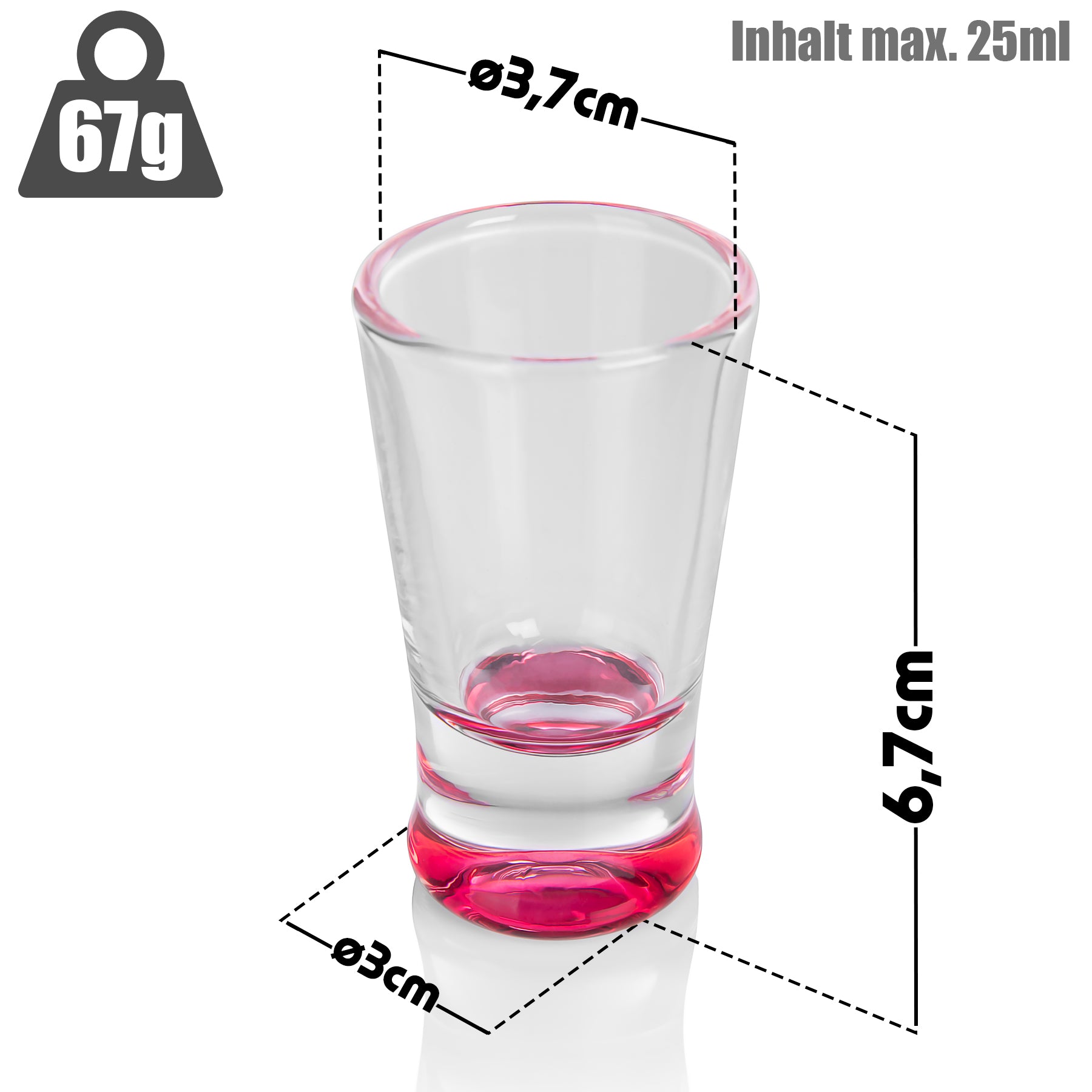 BigDean Küche Schnapsgläser 2cl 6er Set farbig Geschenkbox