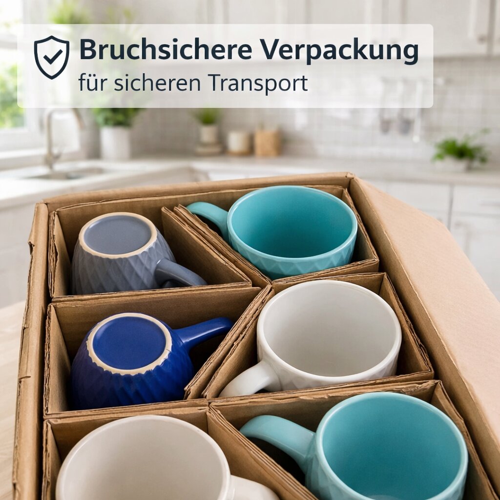 BigDean Kaffeebecher 400ml matt 6er-Set Steingut Tassen
