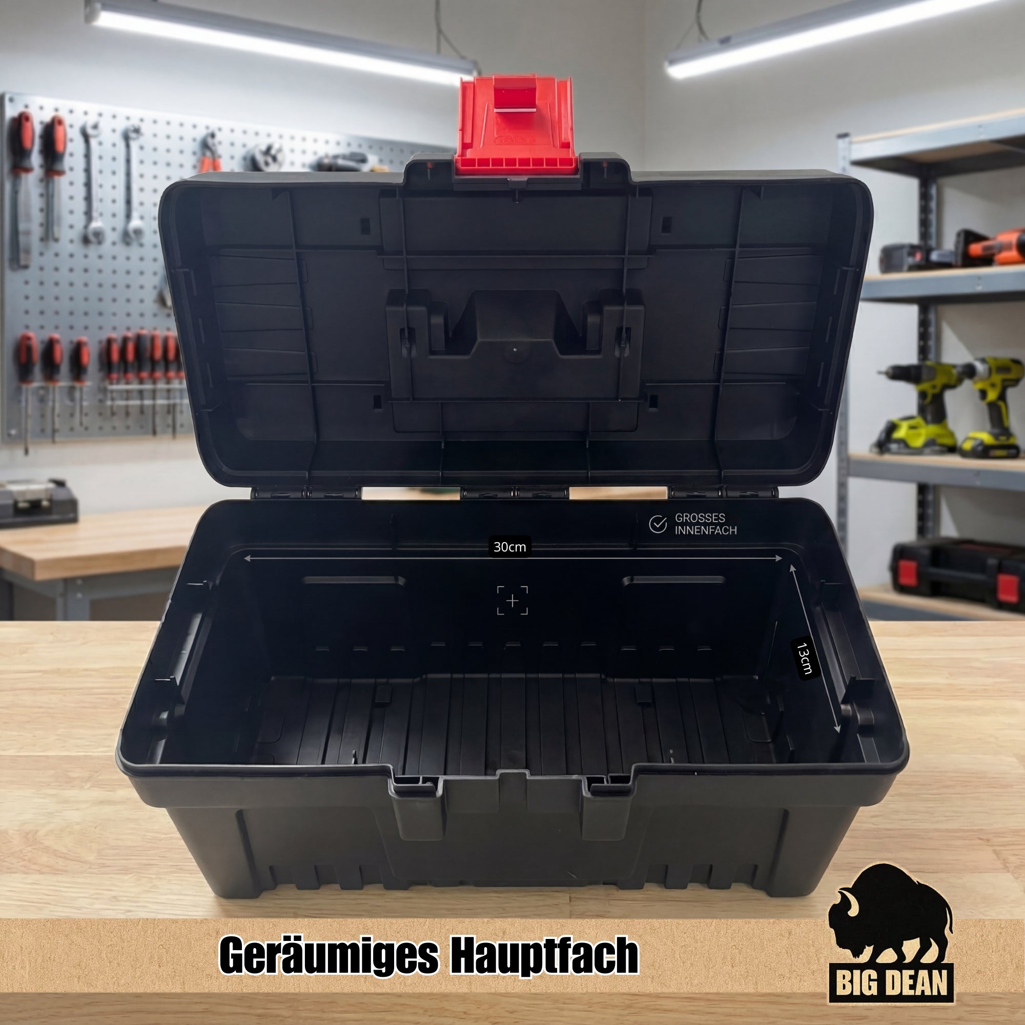 BigDean Werkzeugkoffer Leer 32 cm mit Ablage robust