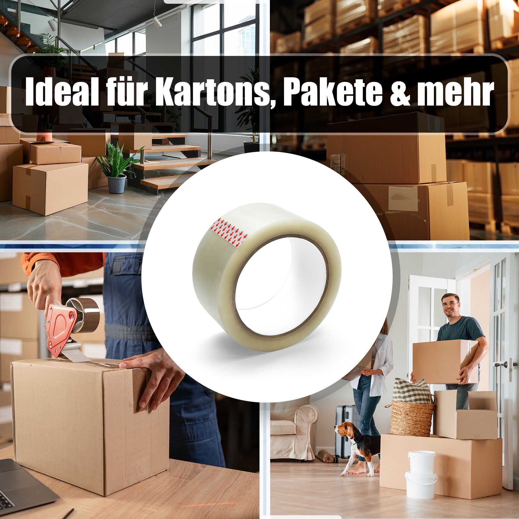 BigDean Paketklebeband Transparent 12 Rollen Stark