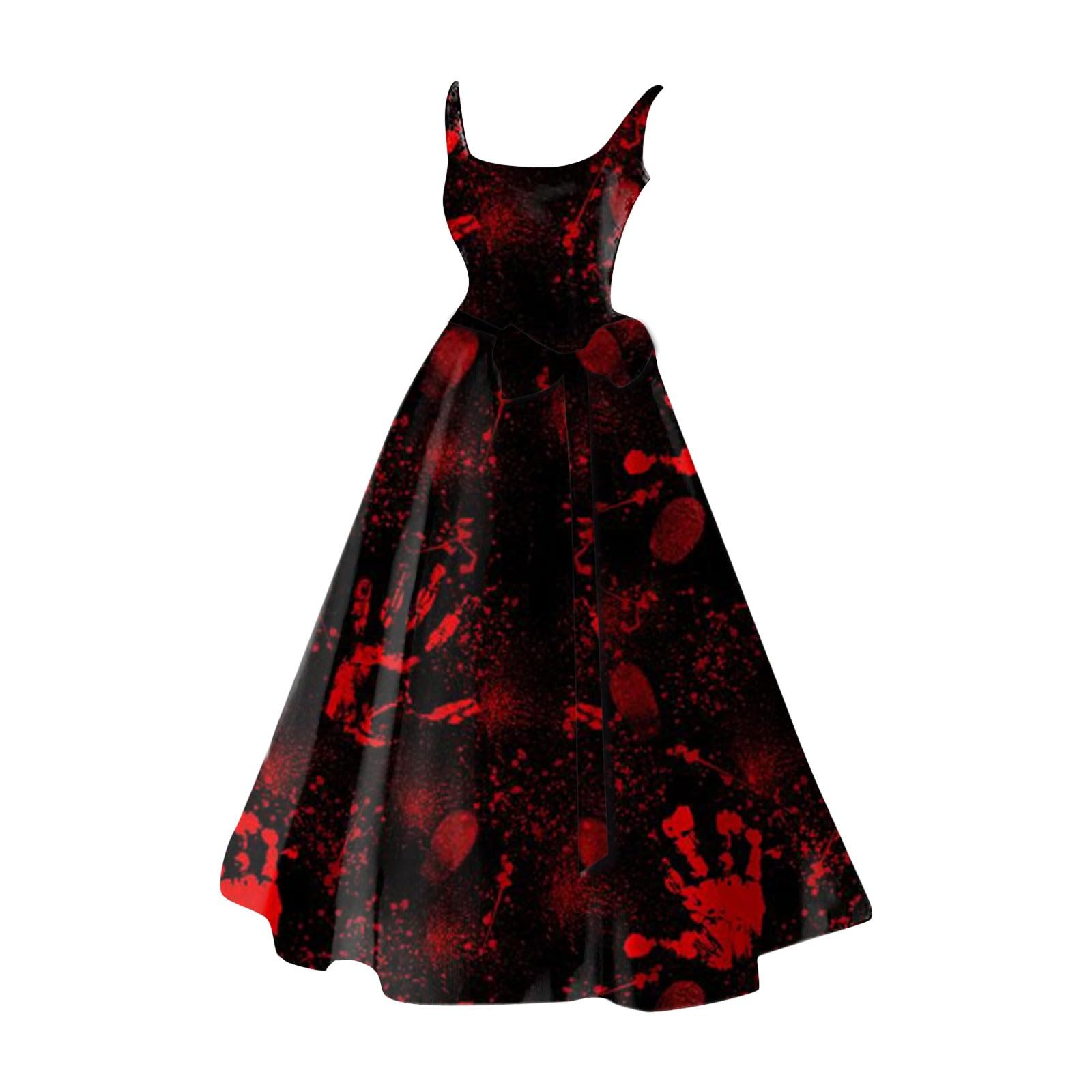 Luadnysin Halloween Kleid Damen A001 Rot Horror Braut