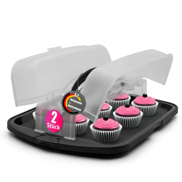 BigDean Küche & Vorrat Kuchenbox XL Anthrazit 2 Stück