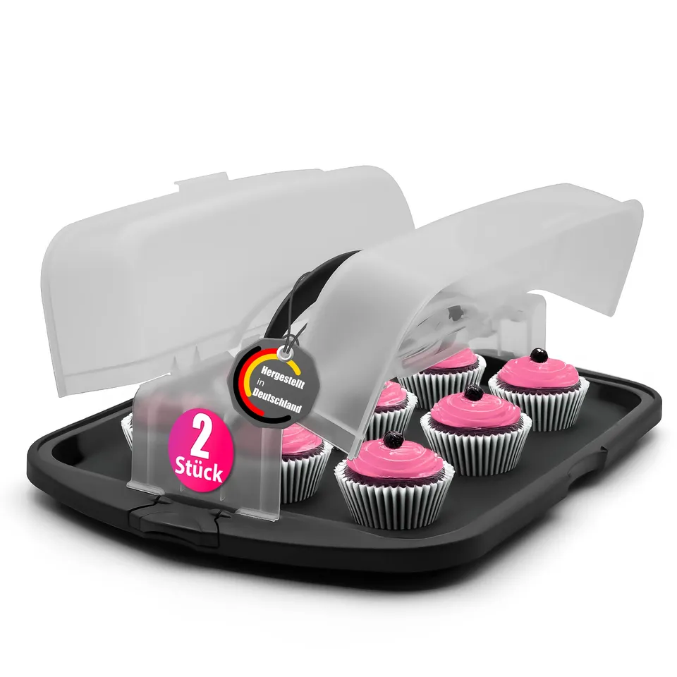 BigDean Küche & Vorrat Kuchenbox XL Anthrazit 2 Stück
