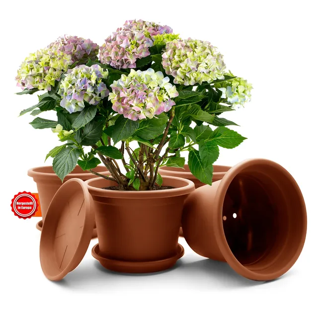 BigDean Blumentopf ø20cm Terracotta 4er Set Untersetzer rund