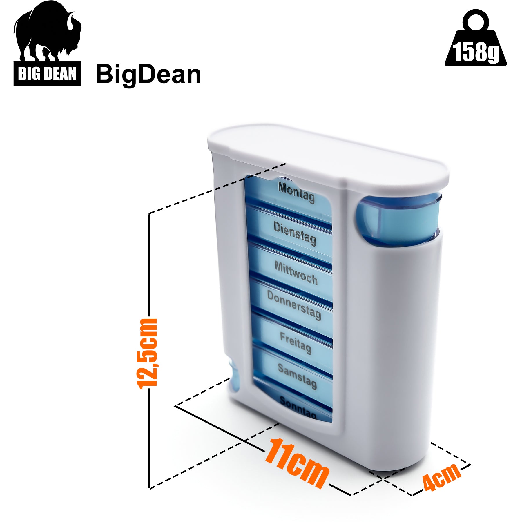 BigDean Haushalt Tablettenbox 7 Tage 2er Set Schwarz-Weiß BPA-frei