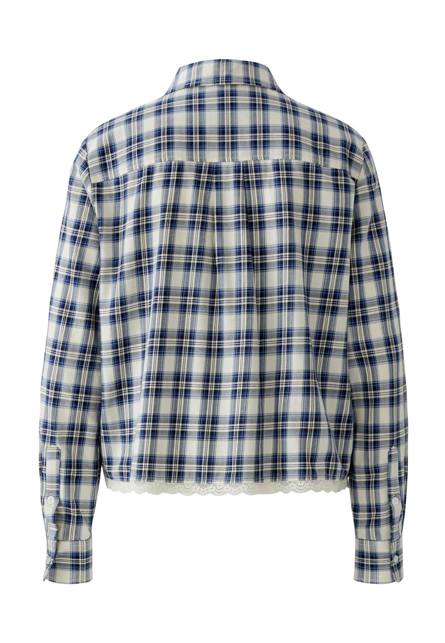 Oui Blouses Hemdbluse kariert Spitze Größe 40
