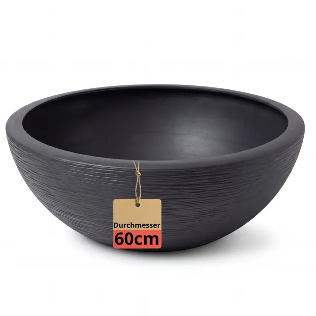 BigDean Garten Pflanzschale XL 59x59x21cm Brunnenschale Rillen