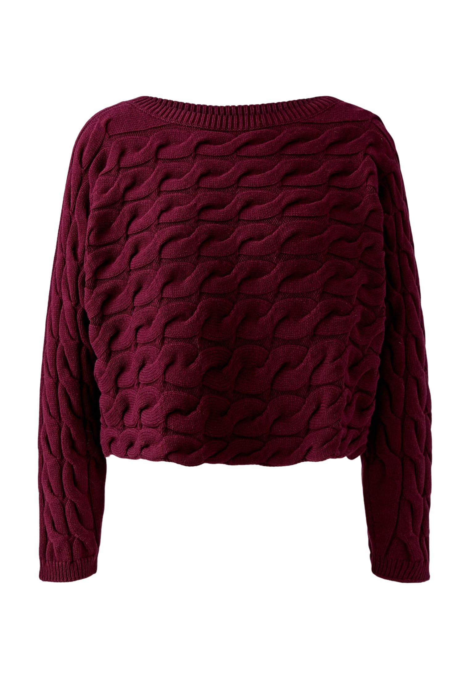 OUI Sirah Pullover Damen offwhite uni Zopfmuster boxy