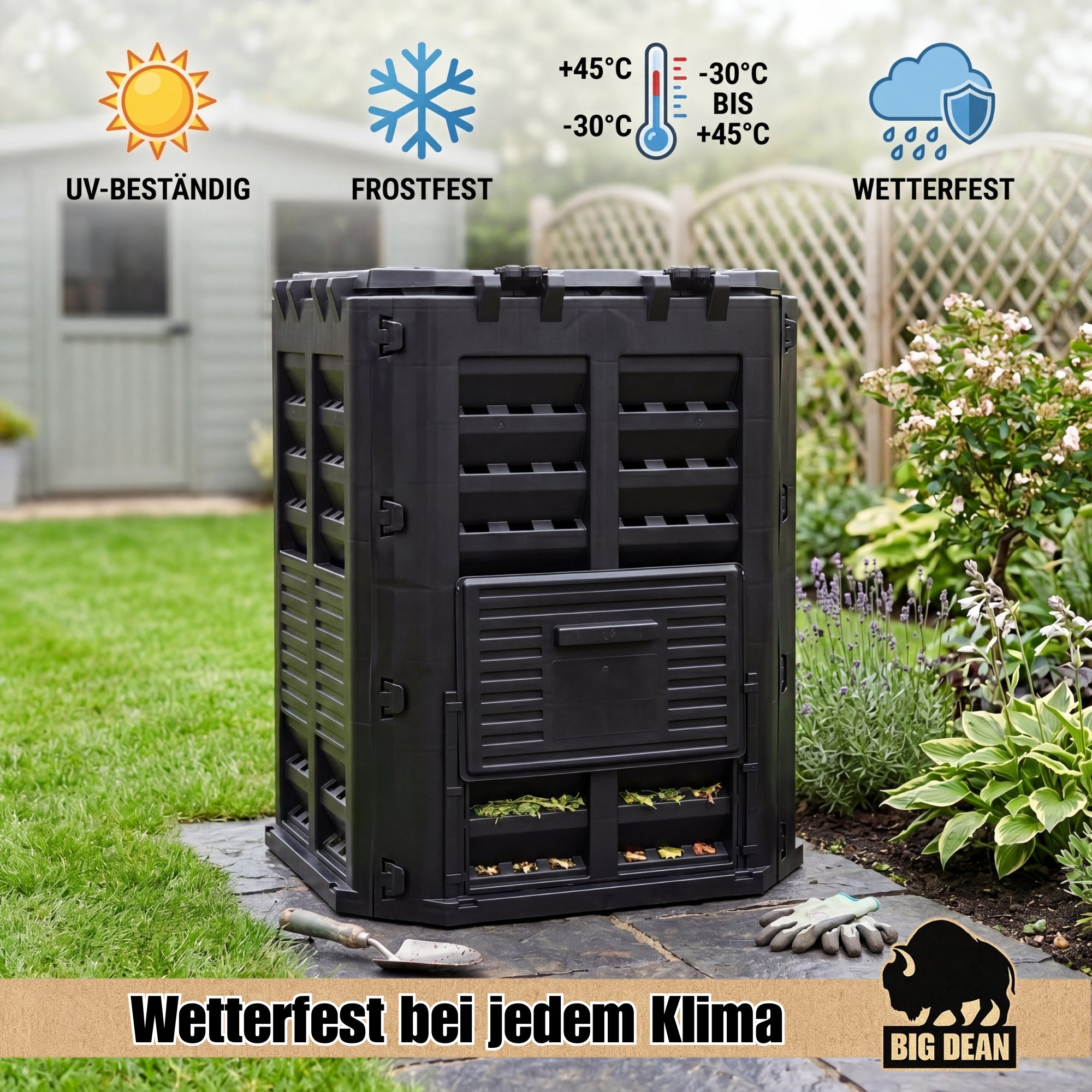 BigDean Garten Komposter 360 Liter schwarz Recyclingkunststoff