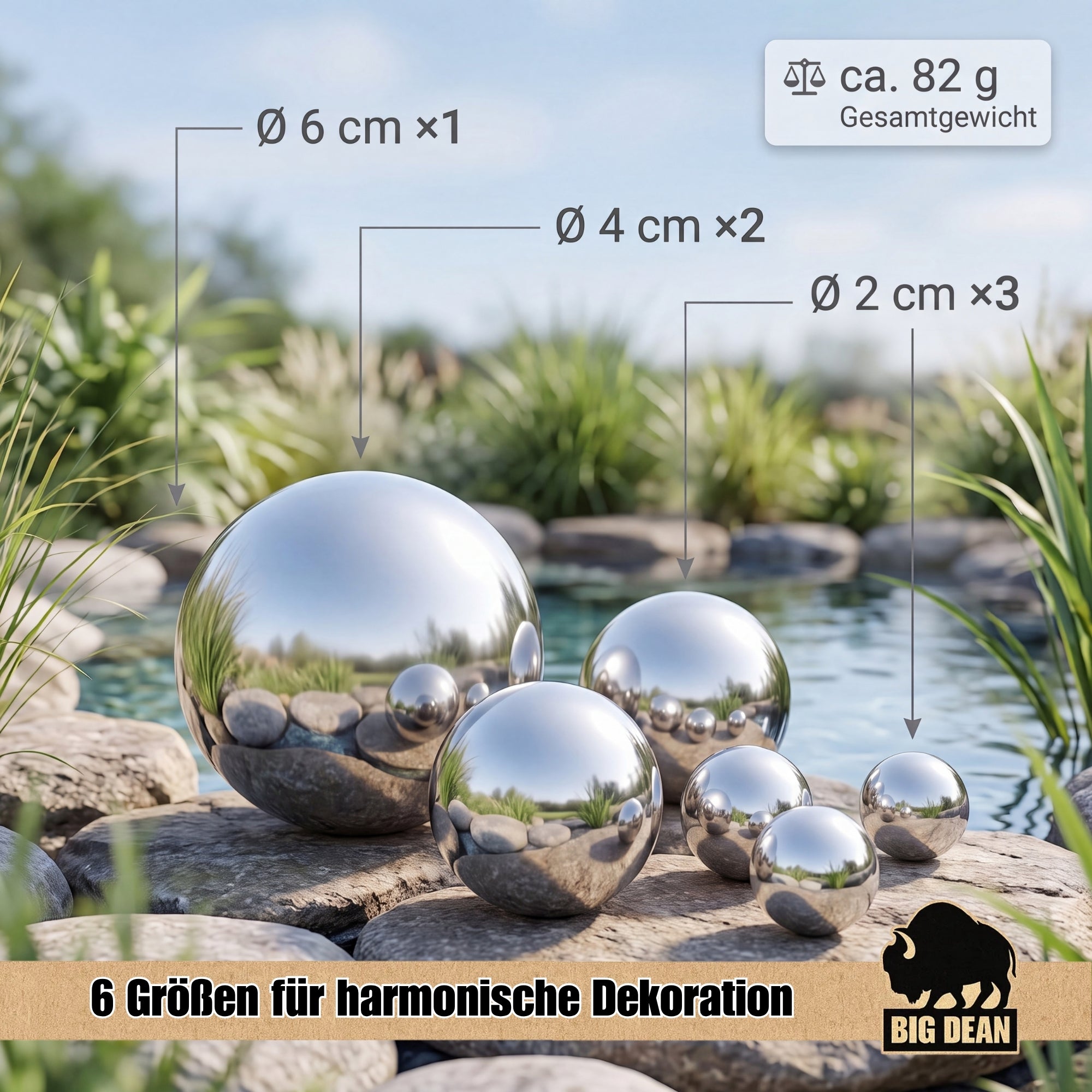 BigDean XXL Pflanzschale 65 cm Terrakotta mit Edelstahlkugeln