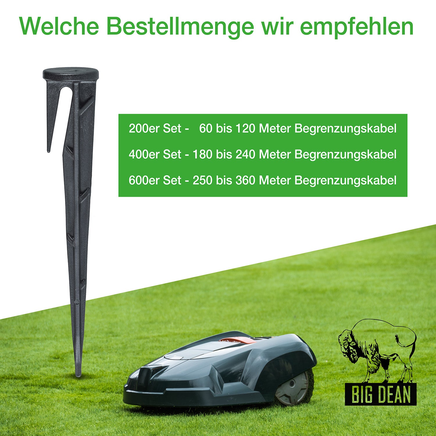 BigDean 400x Erdnägel Begrenzungskabel Mähroboter 10cm schwarz