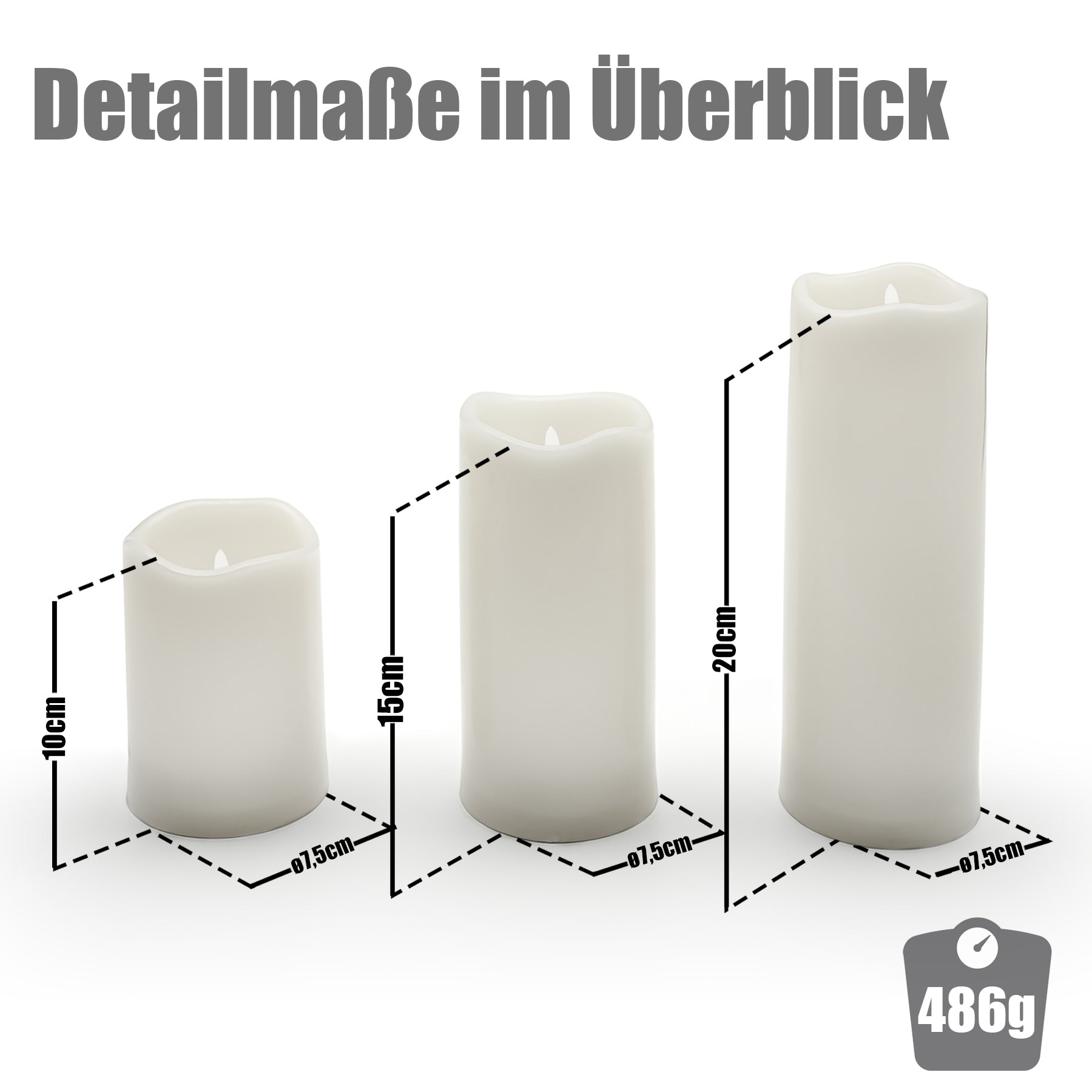 BigDean LED Kerzen Timer 3er Set Echtwachs-Optik Outdoor