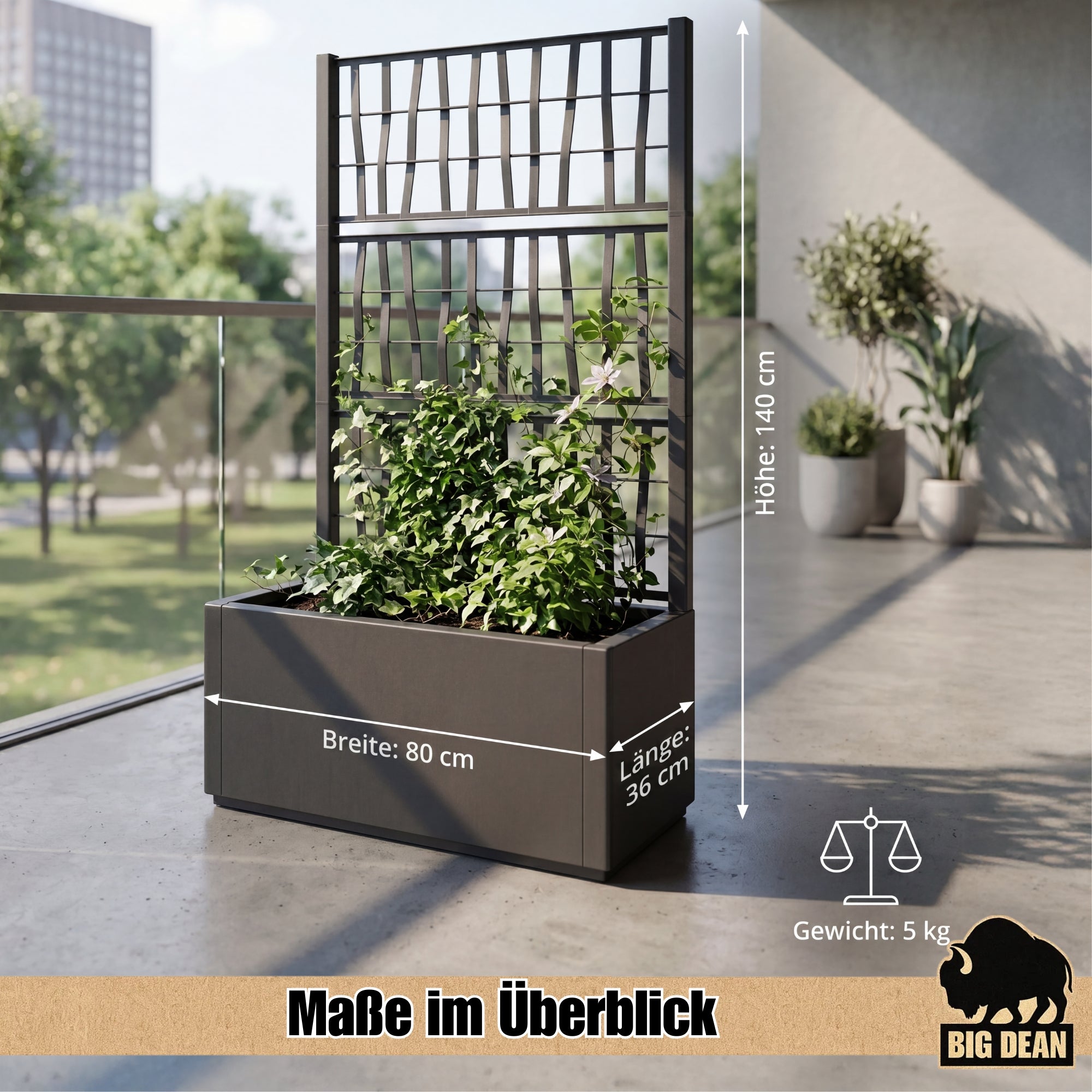 BigDean Garten & Außenbereich 2x Blumenkasten Rankgitter 80 cm