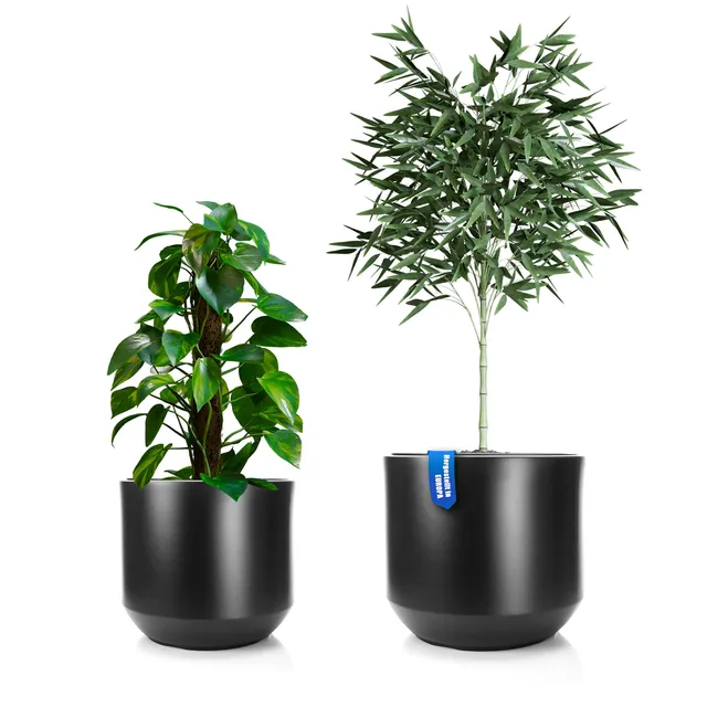 BigDean Blumentopf 40+46 cm anthrazit 2er Set außen