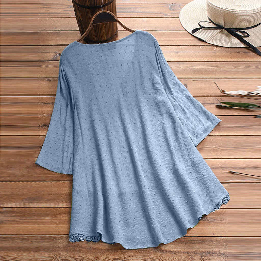 Luadnysin Tops Tunika 3/4 Arm Spitze Rot 3XL