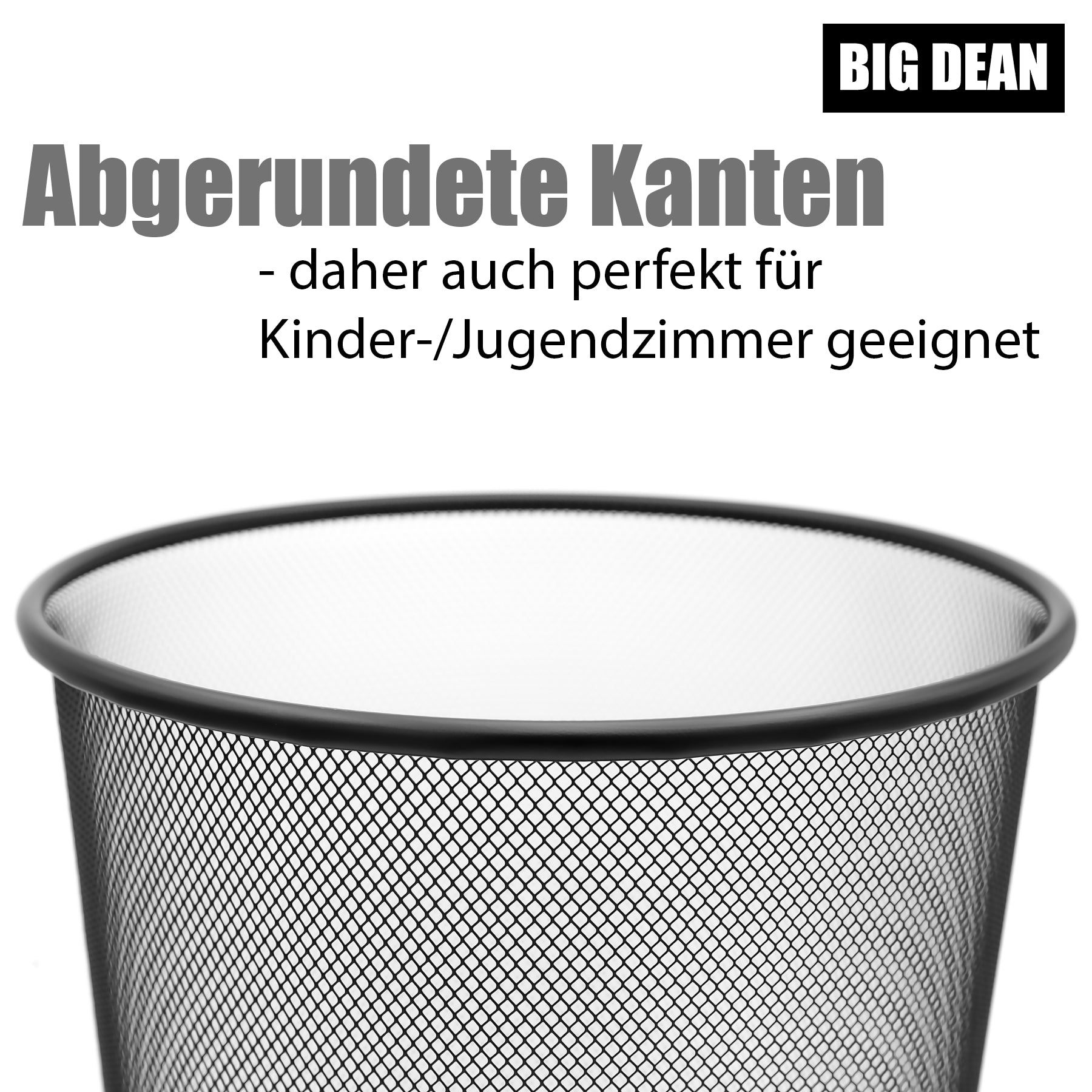 BigDean Papierkorb Schwarz 20L Metall 2er Set