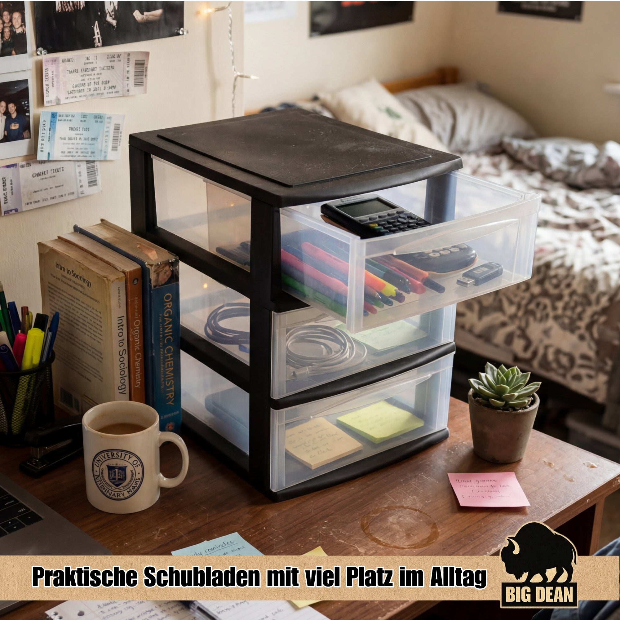 BigDean Schubladenbox A4 transparent Organizer extra hoch
