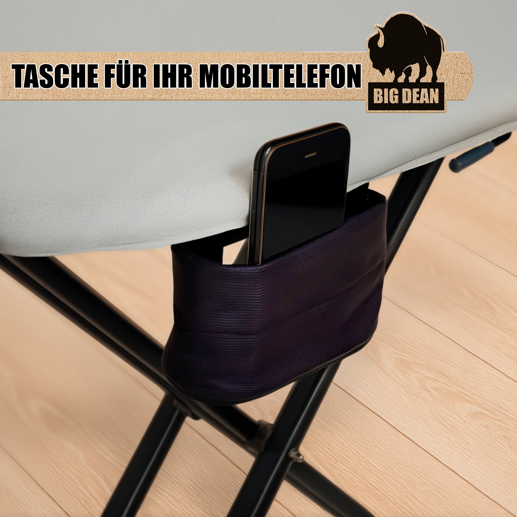BigDean XXL Bügelbrett 120x45 cm höhenverstellbar schwarz