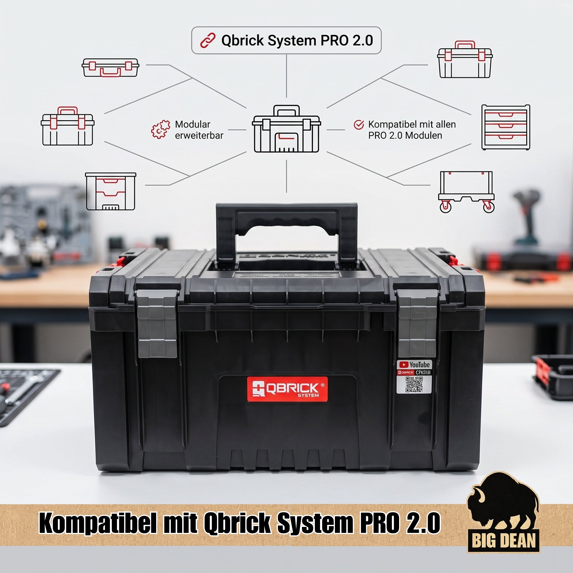 BigDean Werkzeug Qbrick Toolbox 2.0 19L modular 450mm