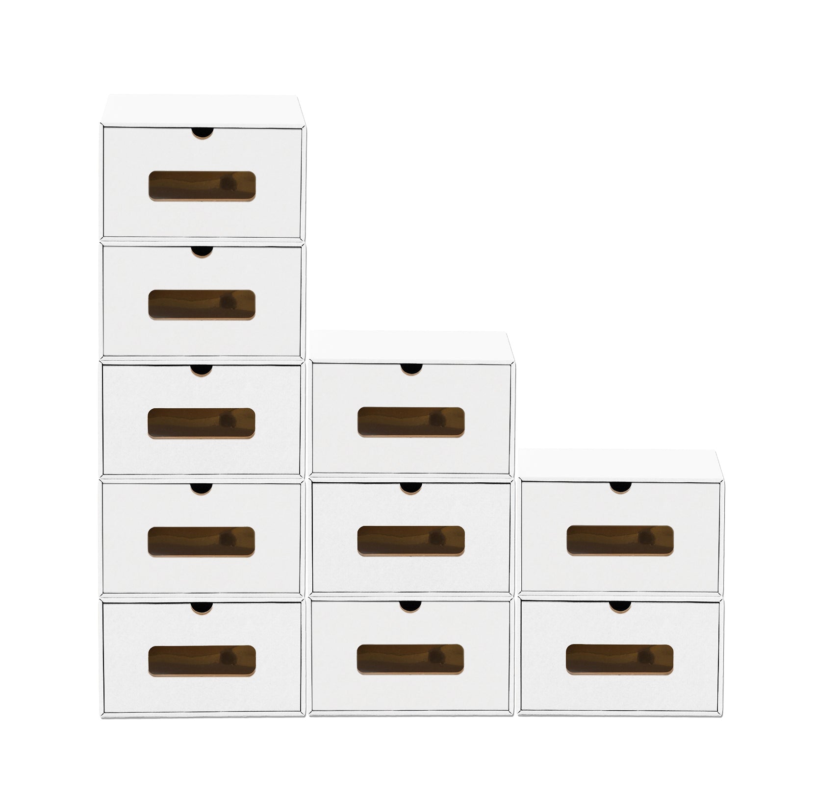 BigDean Haushalt Boxen-Set Pappe Sichtfenster 10er Schublade