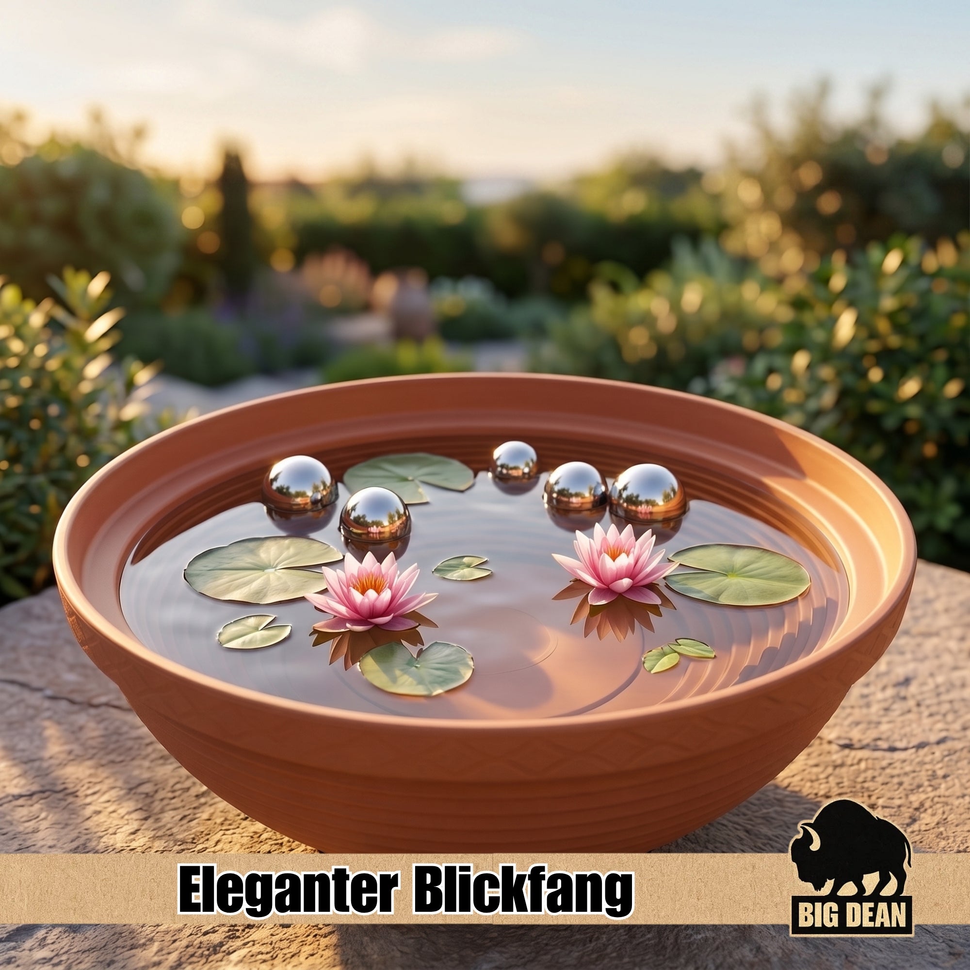 BigDean XXL Pflanzschale 65 cm Terrakotta mit Edelstahlkugeln