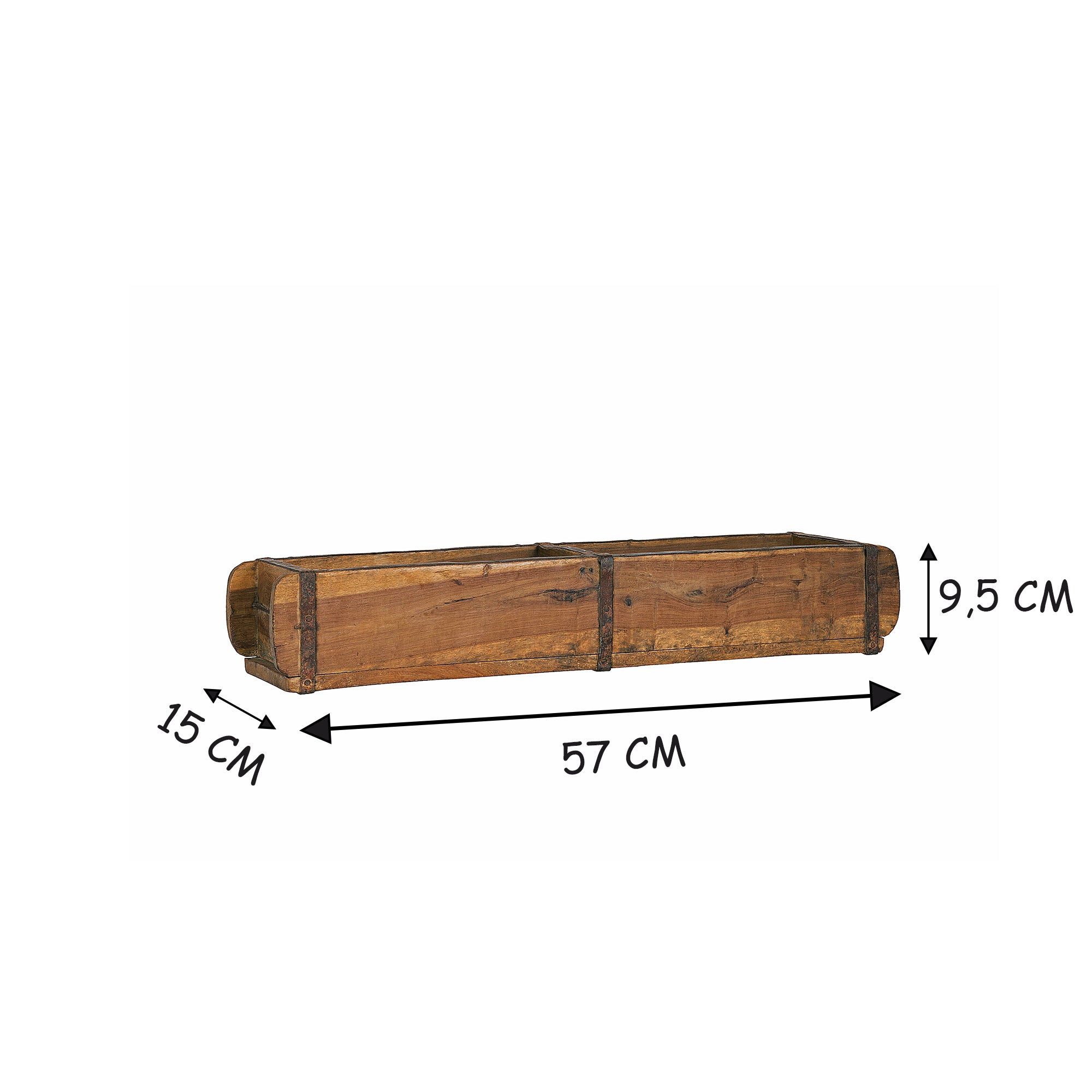 BigDean Ziegelform Vintage Holzkiste 57x15x9,5 Zweikammer