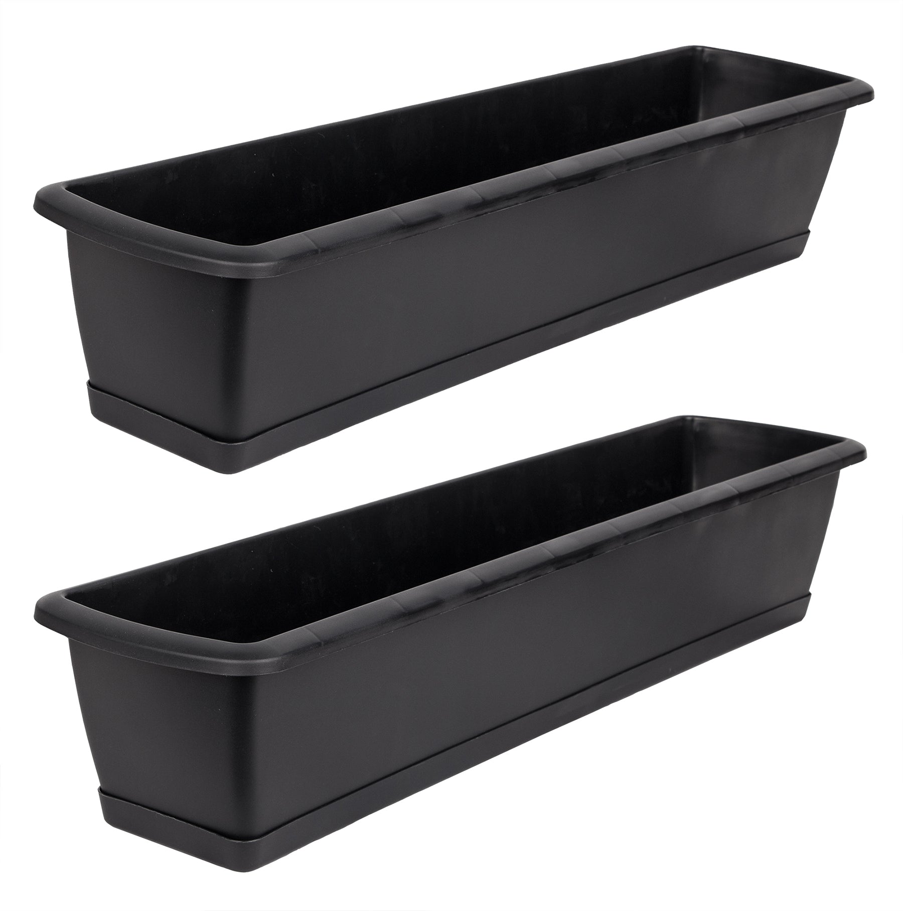 BigDean Garten Blumenkasten 60cm 2er Set Anthrazit Untersetzer