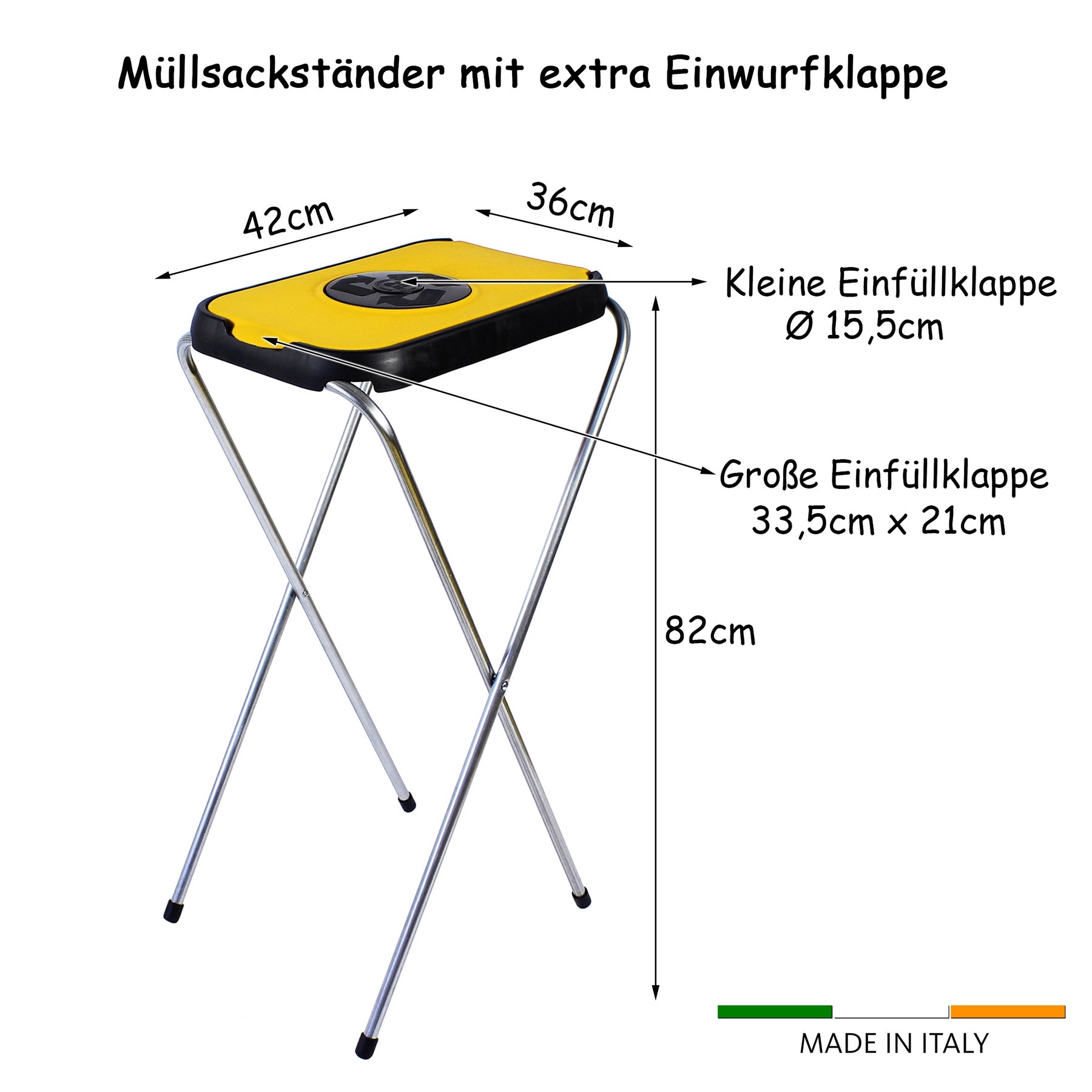 BigDean Haushalt & Alltag Müllsackständer SwingFix 120L 3er gelb
