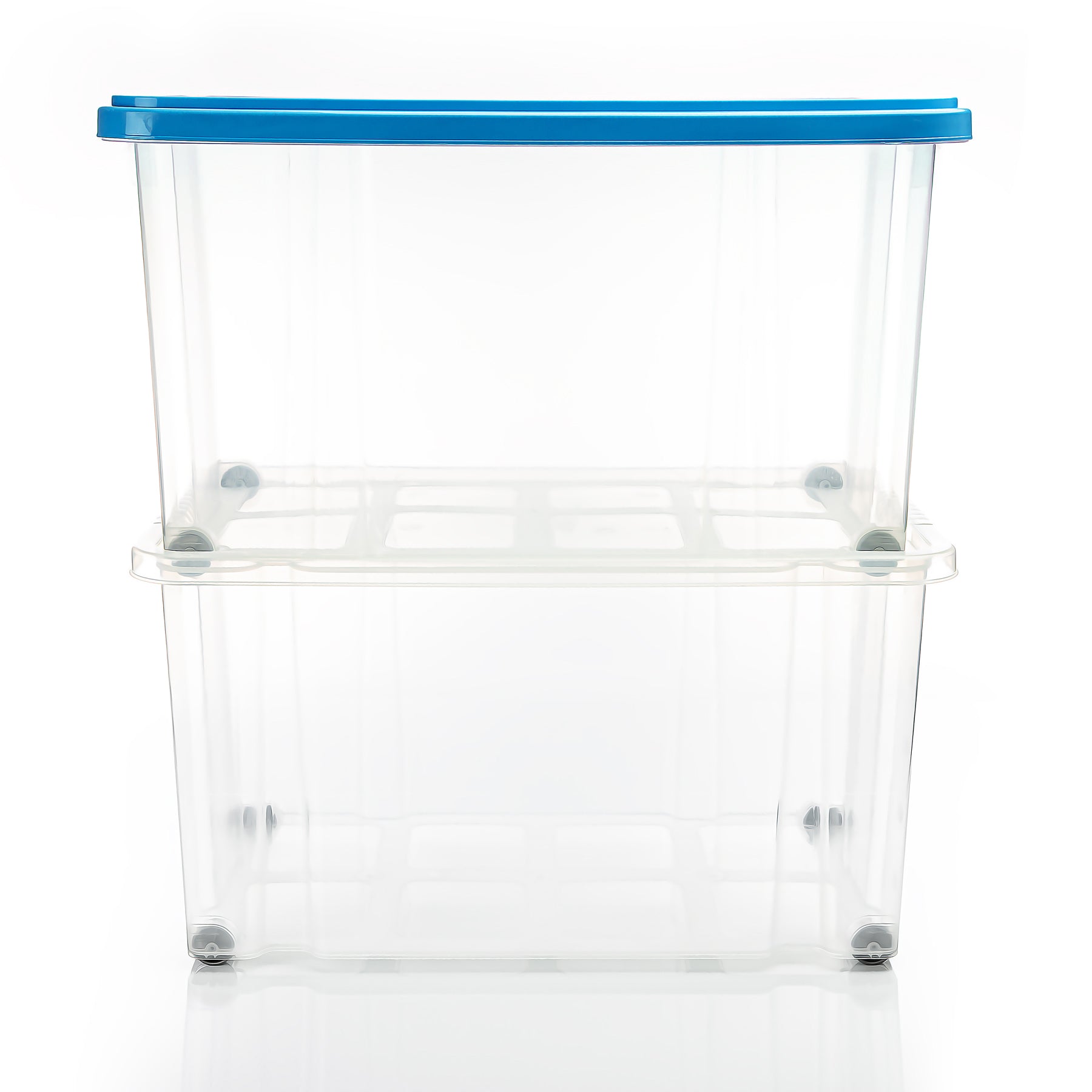 BigDean Aufbewahrungsbox 60L 2er Pack azurblau stapelbar