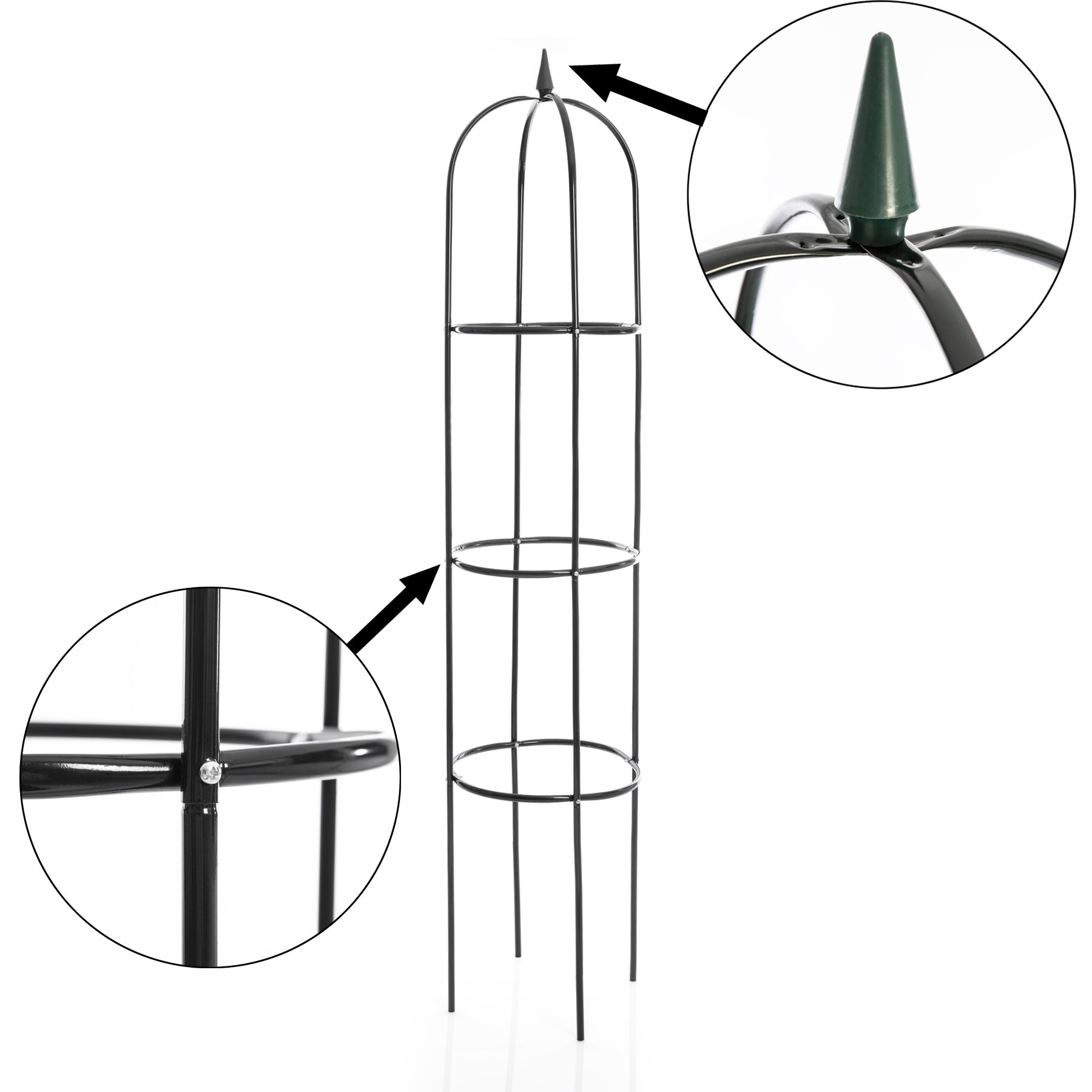 BigDean Rankhilfe Rosenbogen 40x200 cm grün Metall Obelisk