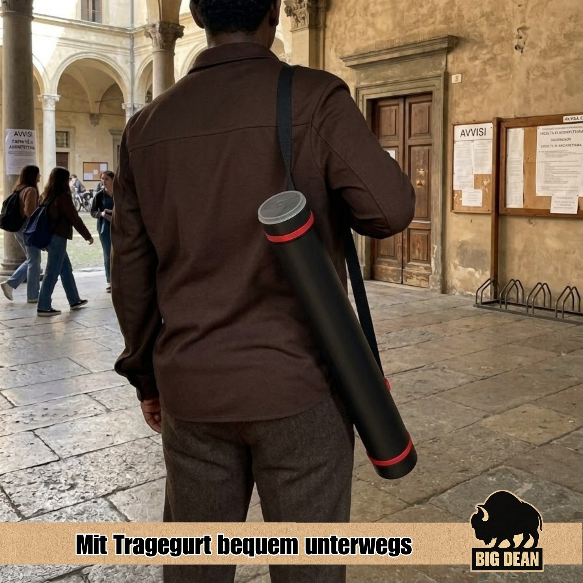 BigDean Posterrolle A0 Schwarz verstellbar Köcher 62-100 cm