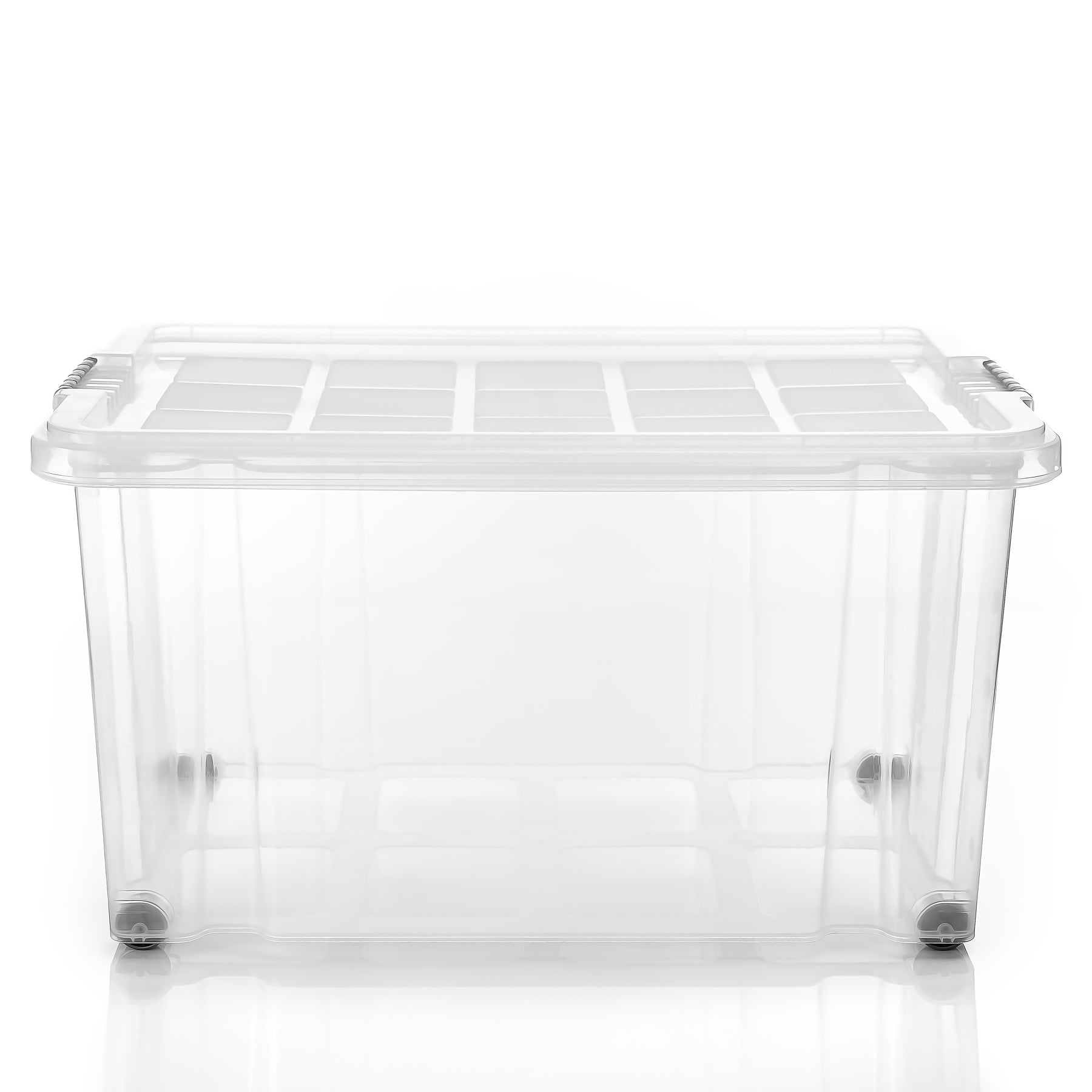 BigDean Aufbewahrungsbox 60 L transparent mit Deckel 2er Set