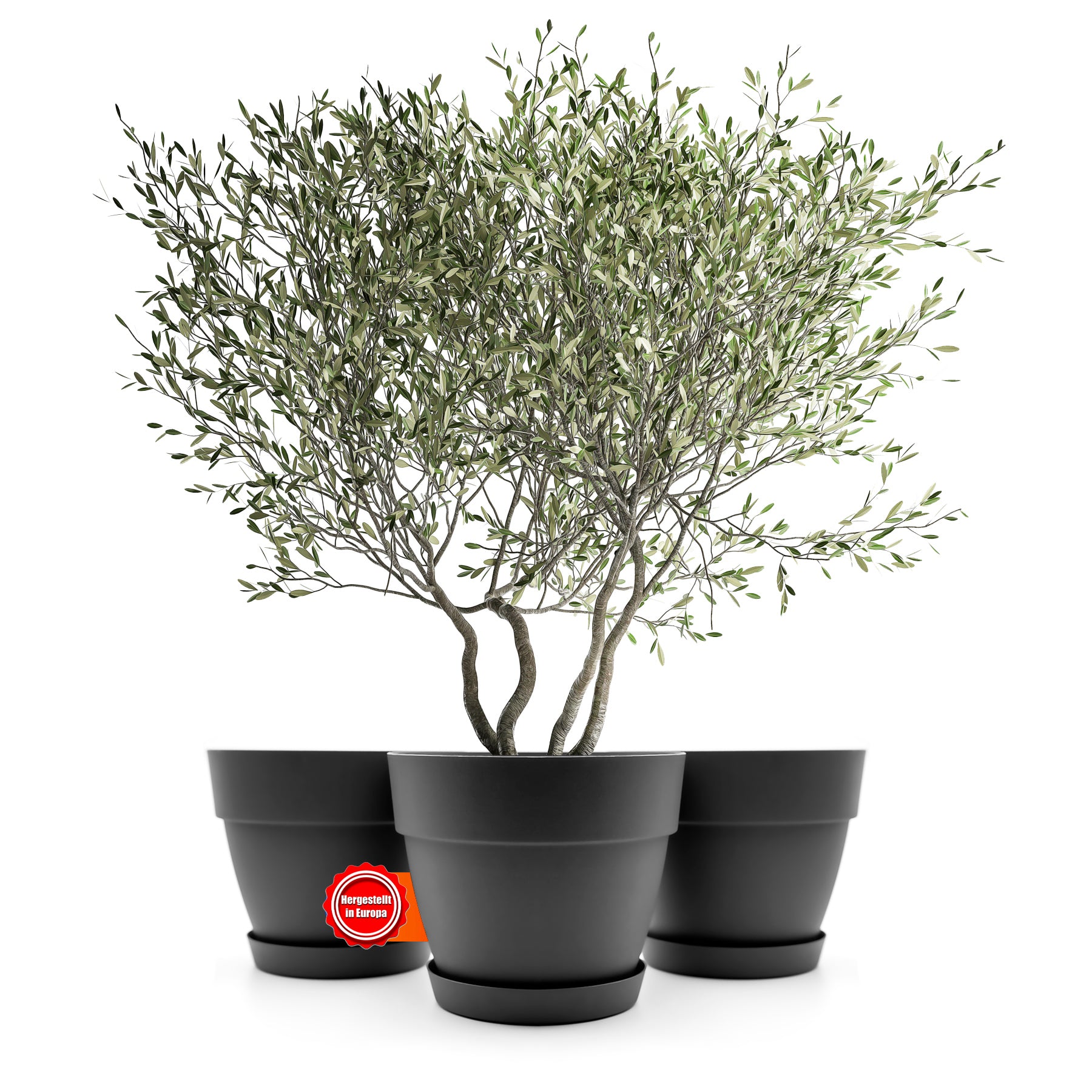 BigDean Blumentopf mit Untersetzer 3er Set ø40 Anthrazit
