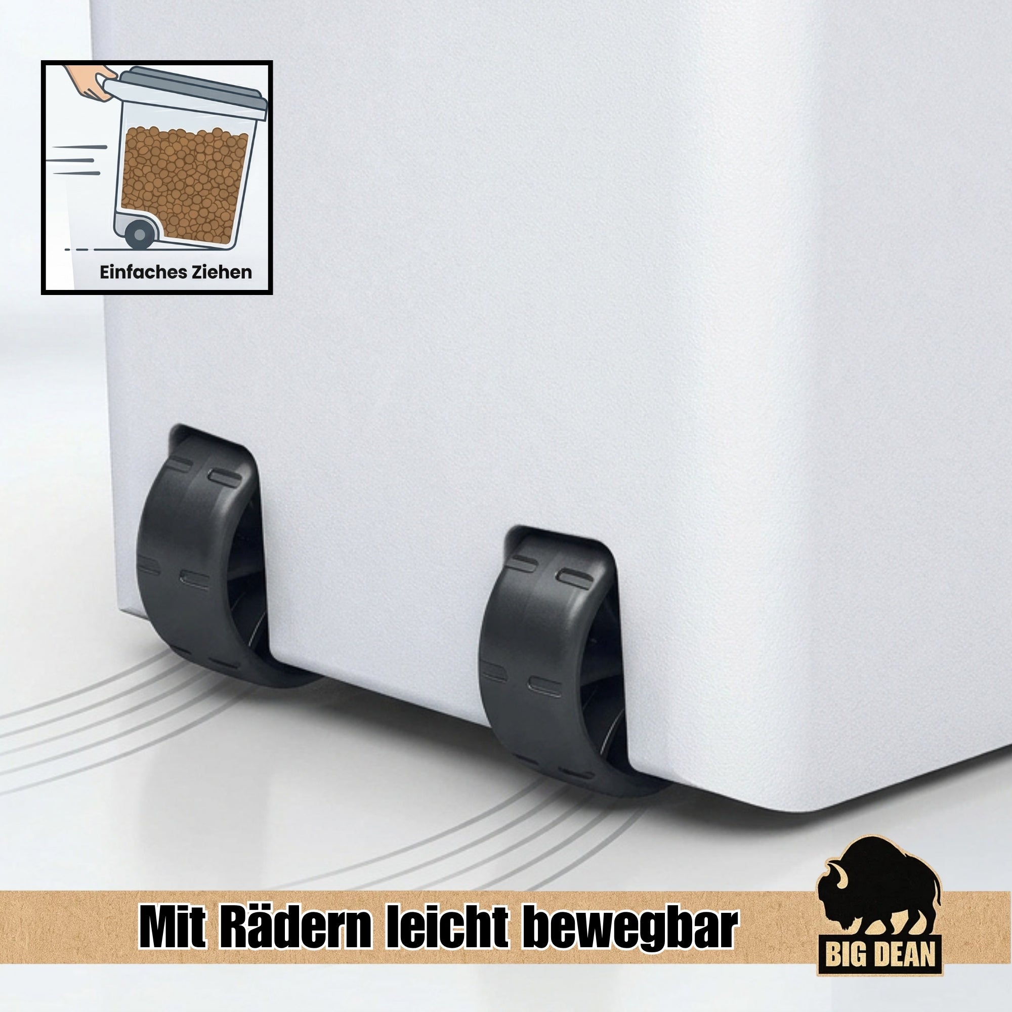 BigDean Futterbehälter 40 Liter mit Rädern und Deckel
