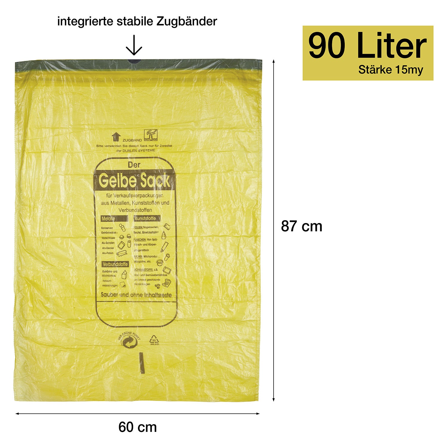 BigDean Gelbe Säcke 90 Liter 20 Rollen 260 Stück