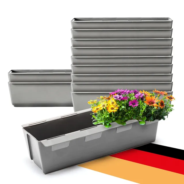 BigDean Garten & Außenbereich Blumenkasten 12er Set 37cm Grau