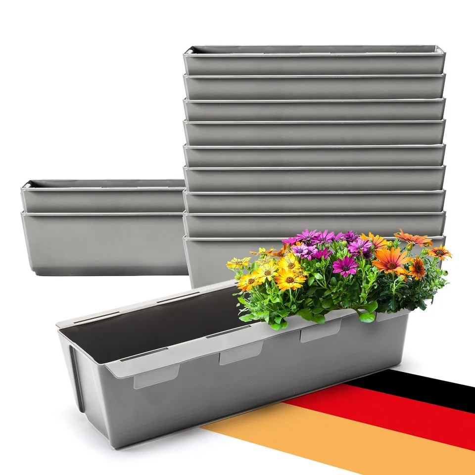 BigDean Garten & Außenbereich Blumenkasten 12er Set 37cm Grau