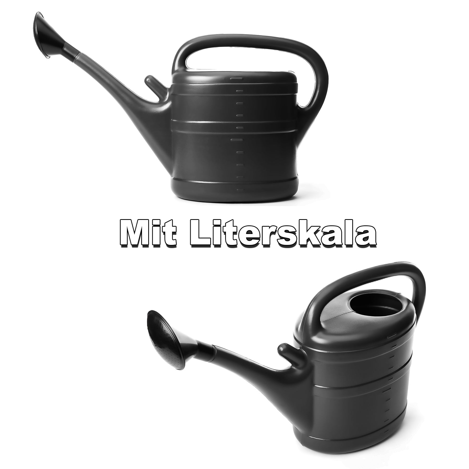 BigDean Gießkanne 10 Liter anthrazit 3er Set Kunststoff