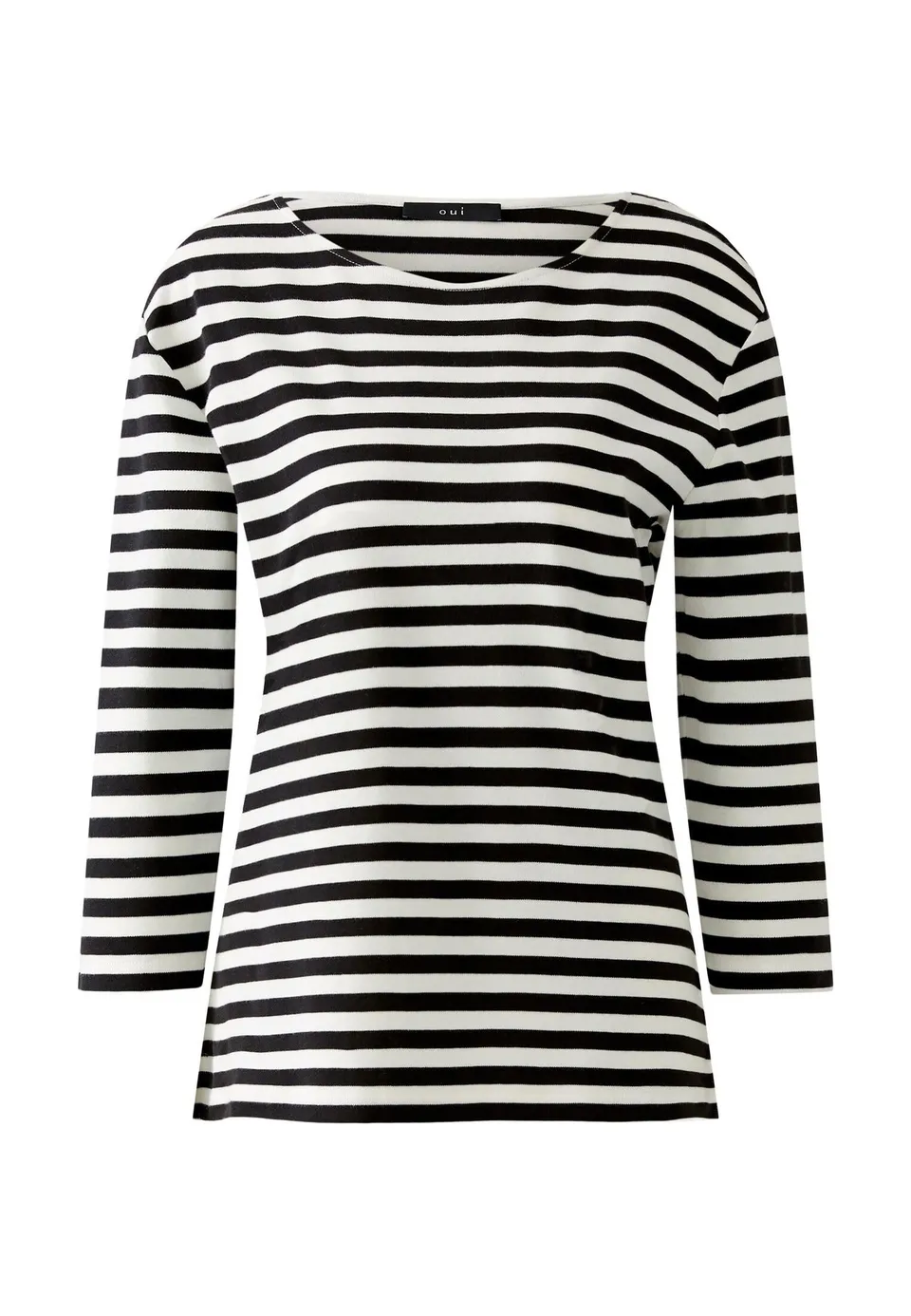 Oui SOLEILA Damen T-Shirt Gr.42 gestreift Baumwolle Black