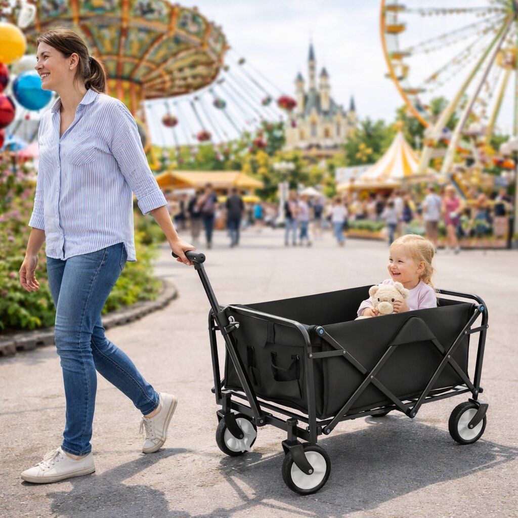 BigDean Garten & Außenbereich Bollerwagen faltbar 80kg schwarz
