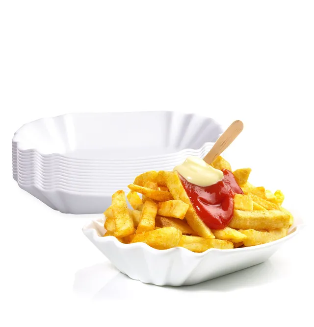 BigDean Küche Pommesschale Porzellan 19,5 cm 12er Weiß