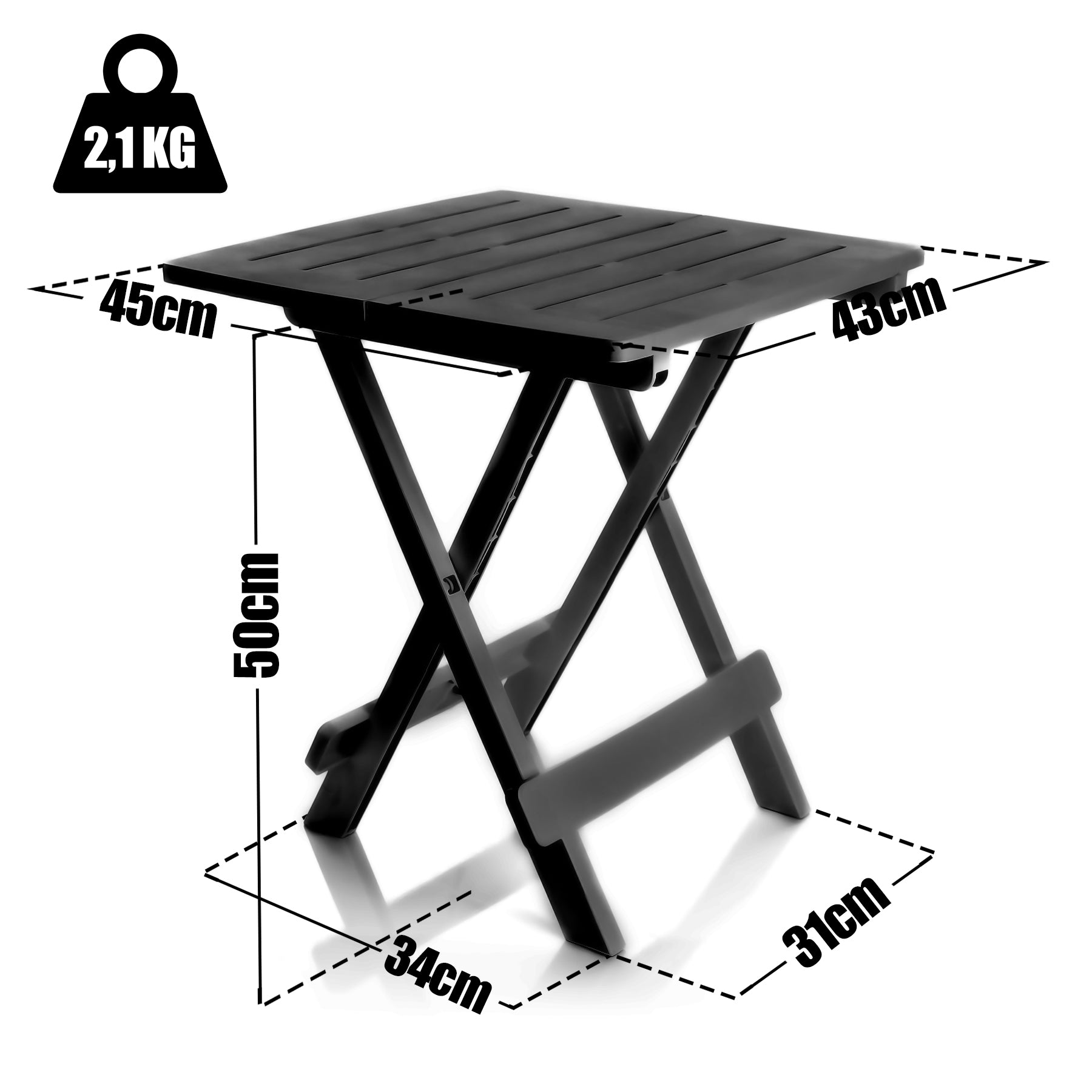 BigDean Garten Klapptisch klein Anthrazit 45x43x50cm wetterfest