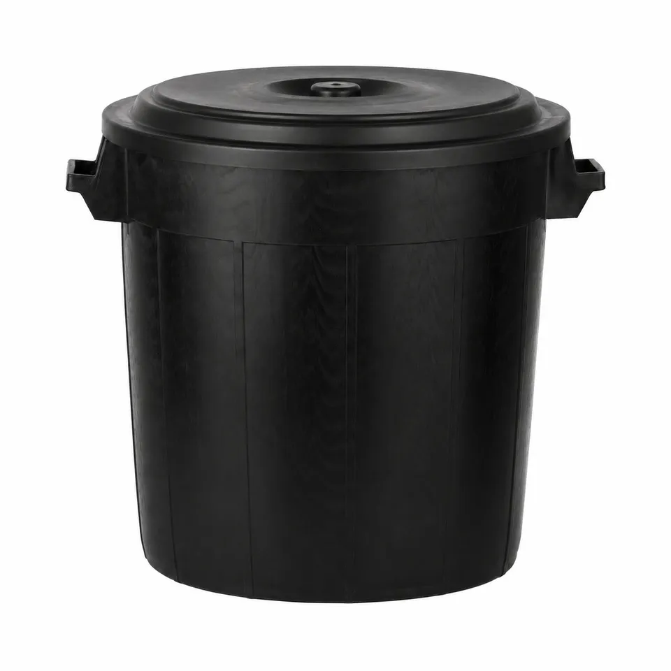 BigDean Haushalt Universaltonne 50 Liter Schwarz mit Deckel