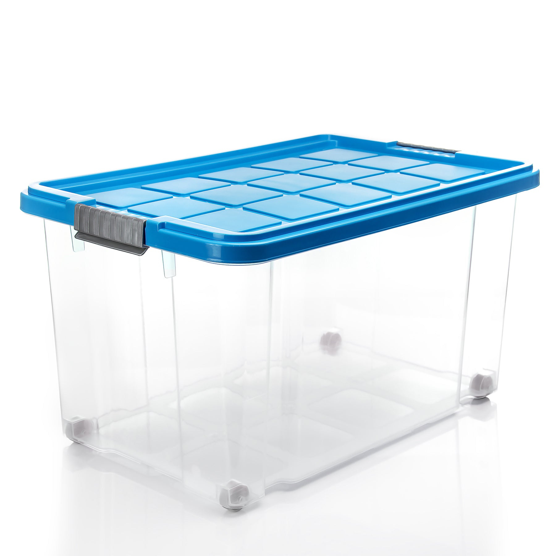 BigDean Aufbewahrungsbox 60 L Azurblau Deckel 4 Stück Stapelbar