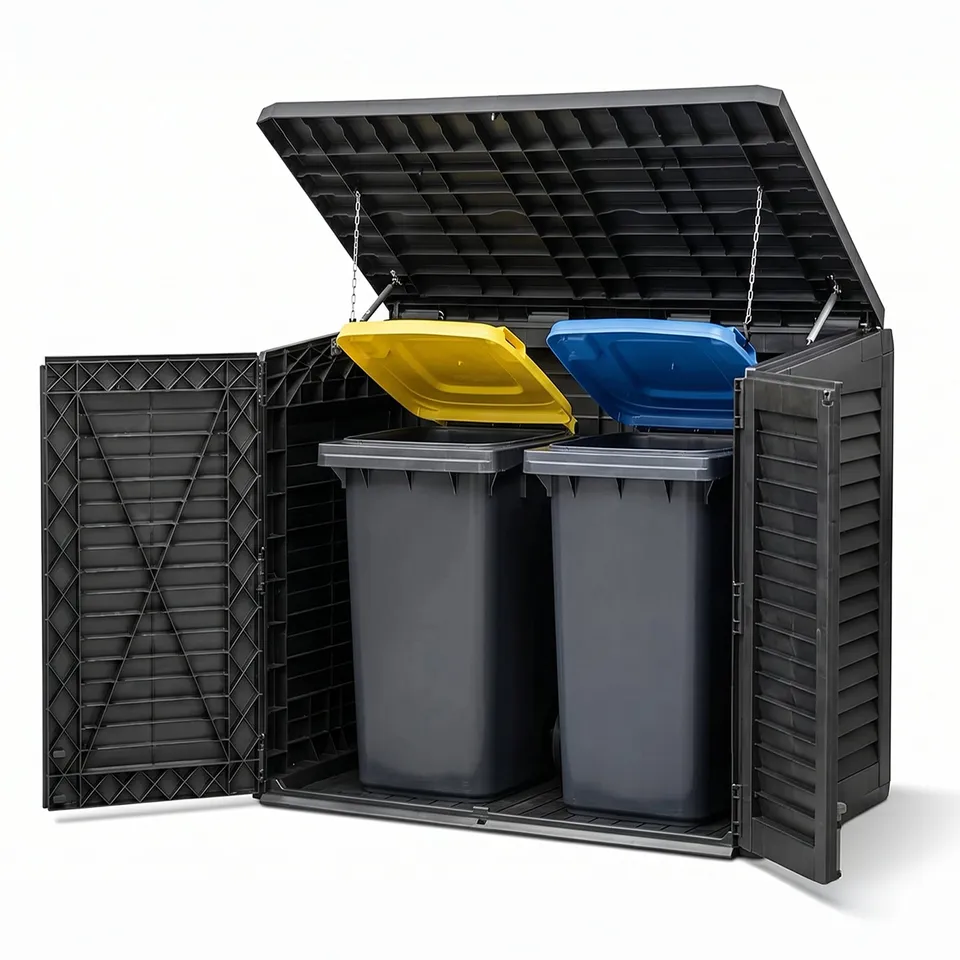 BigDean Haushalt & Alltag Mülltonnenbox 2er Schwarz 950 L