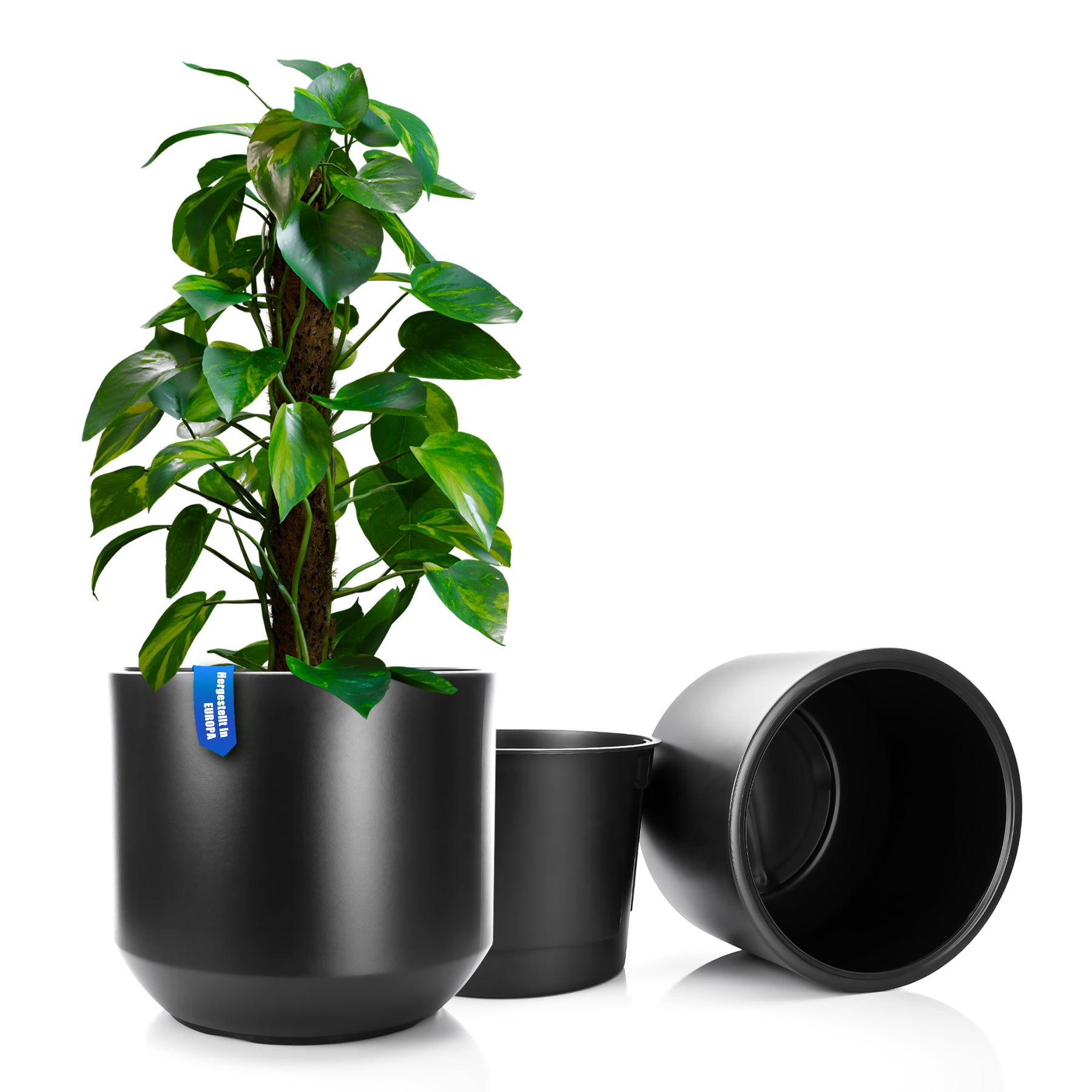 BigDean Style Blumentopf 40 cm anthrazit 2er Set wetterfest